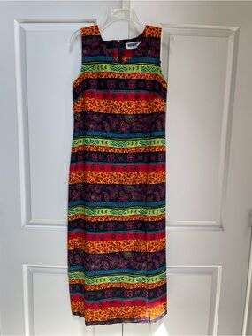 Prophecy by Sag Harbor Y2K Mixed Media Batik Sleeveless Zip Back Maxi Dress